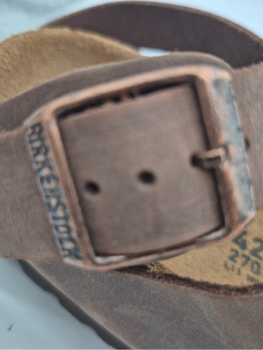 Birkenstock 42 - YARA Sandals Habana Brown 100% Oiled Leather Ankle Strap NWT - Picture 8 of 9